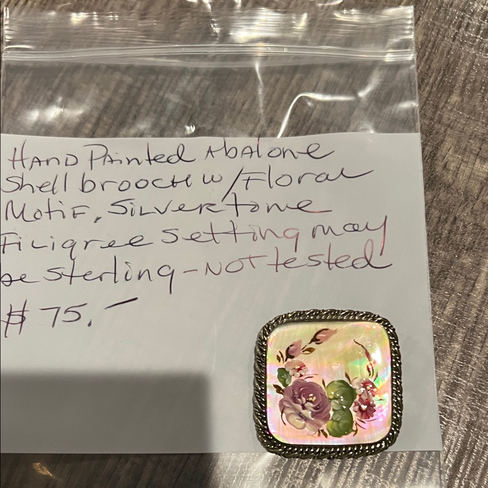 Floral Abalone Shell Brooch